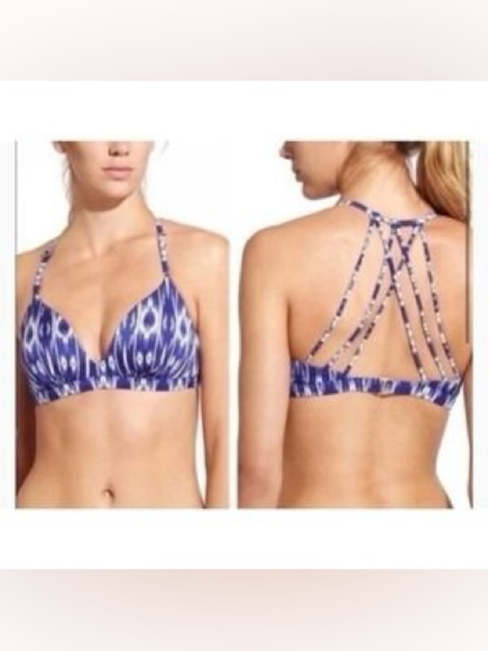 Athleta Purple Patterned Strappy Back Bikini Top